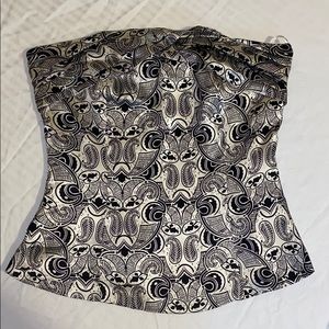Arden b black and white print strapless blouse